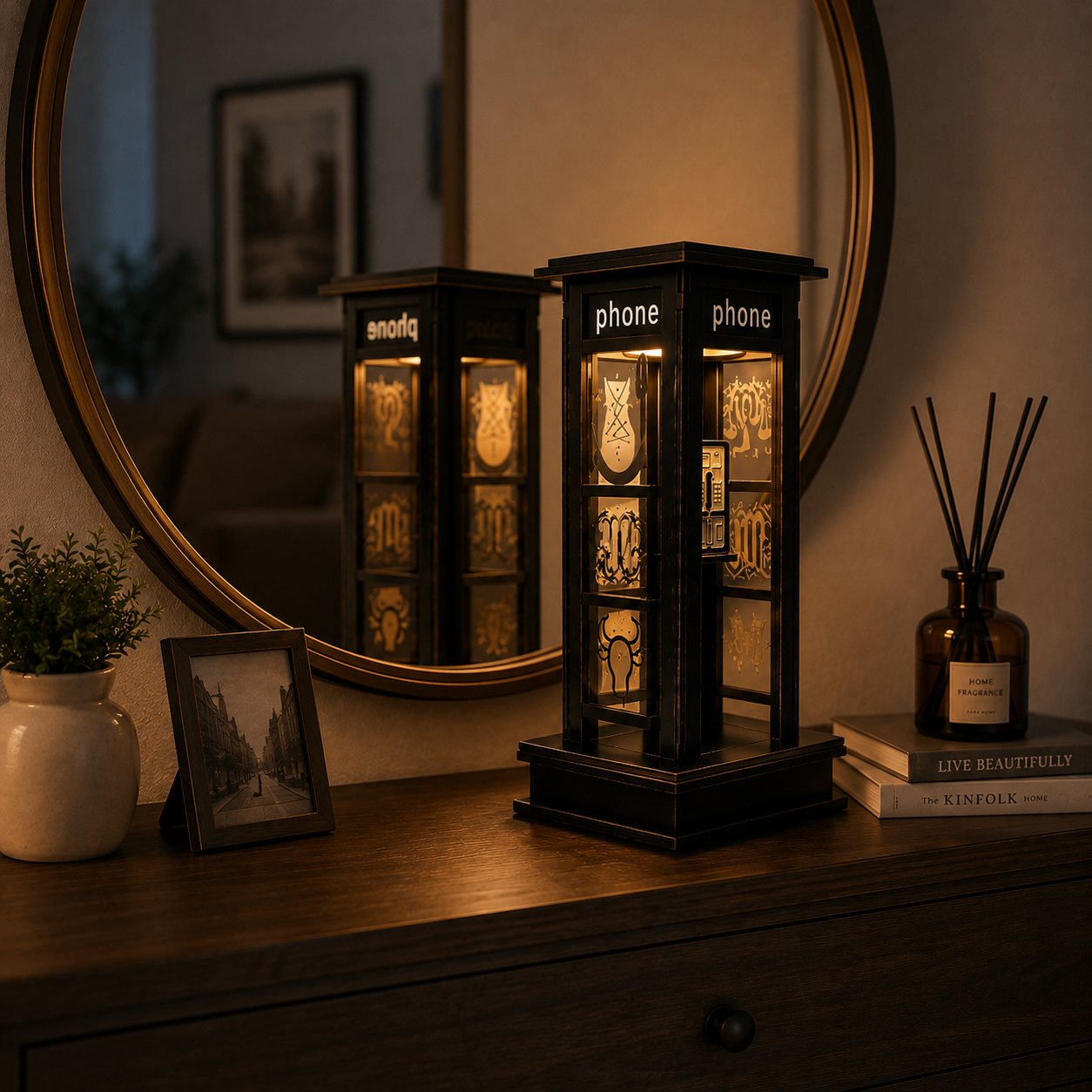 Retro Telephone Booth LED Table Lamp