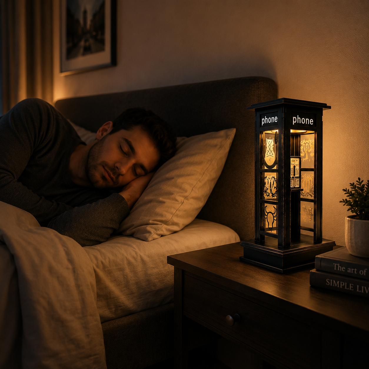 Retro Telephone Booth LED Table Lamp
