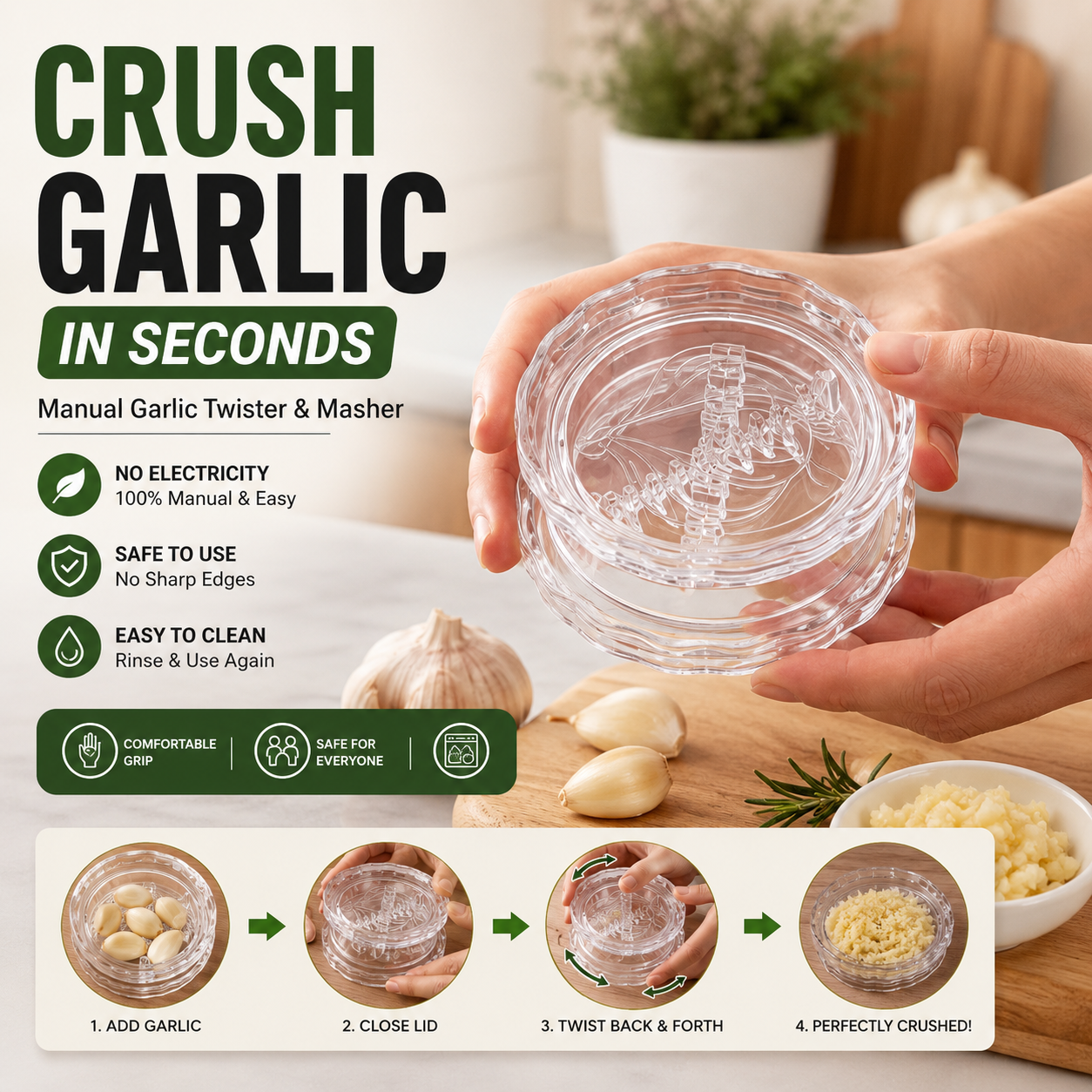 Manual Garlic Twister And Masher