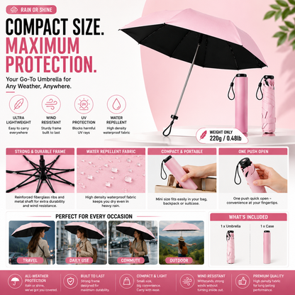 Ultra-light compact umbrella for all-weather protection