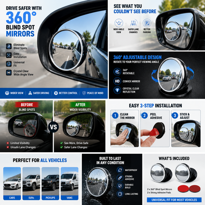 360° Adjustable Car Blind Spot Mirror
